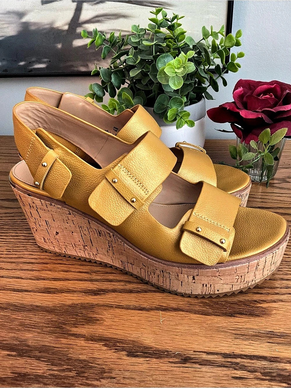 Donald Pliner Wedge Sandals in Yellow Like New